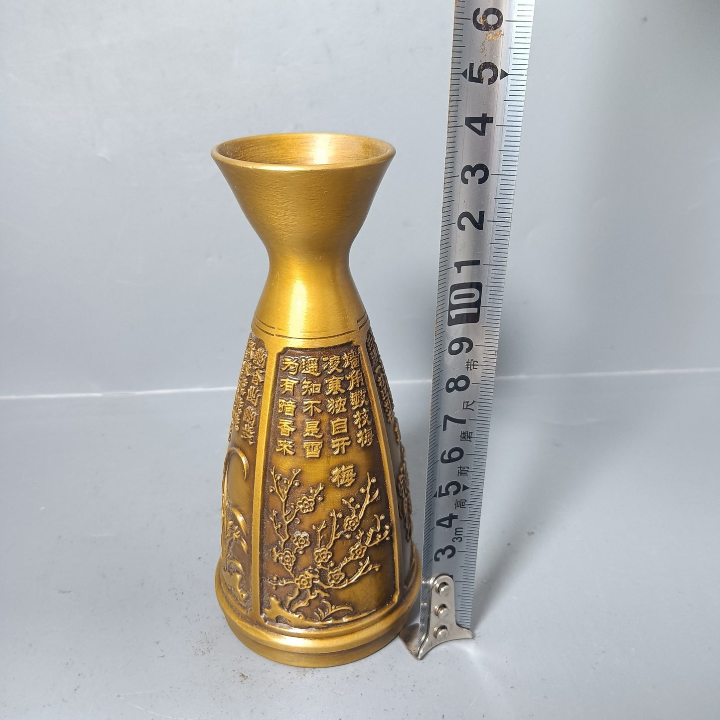 Chinese Antique Pure Copper Plum Orchid Bamboo Chrysanthemum Vase Decoration
