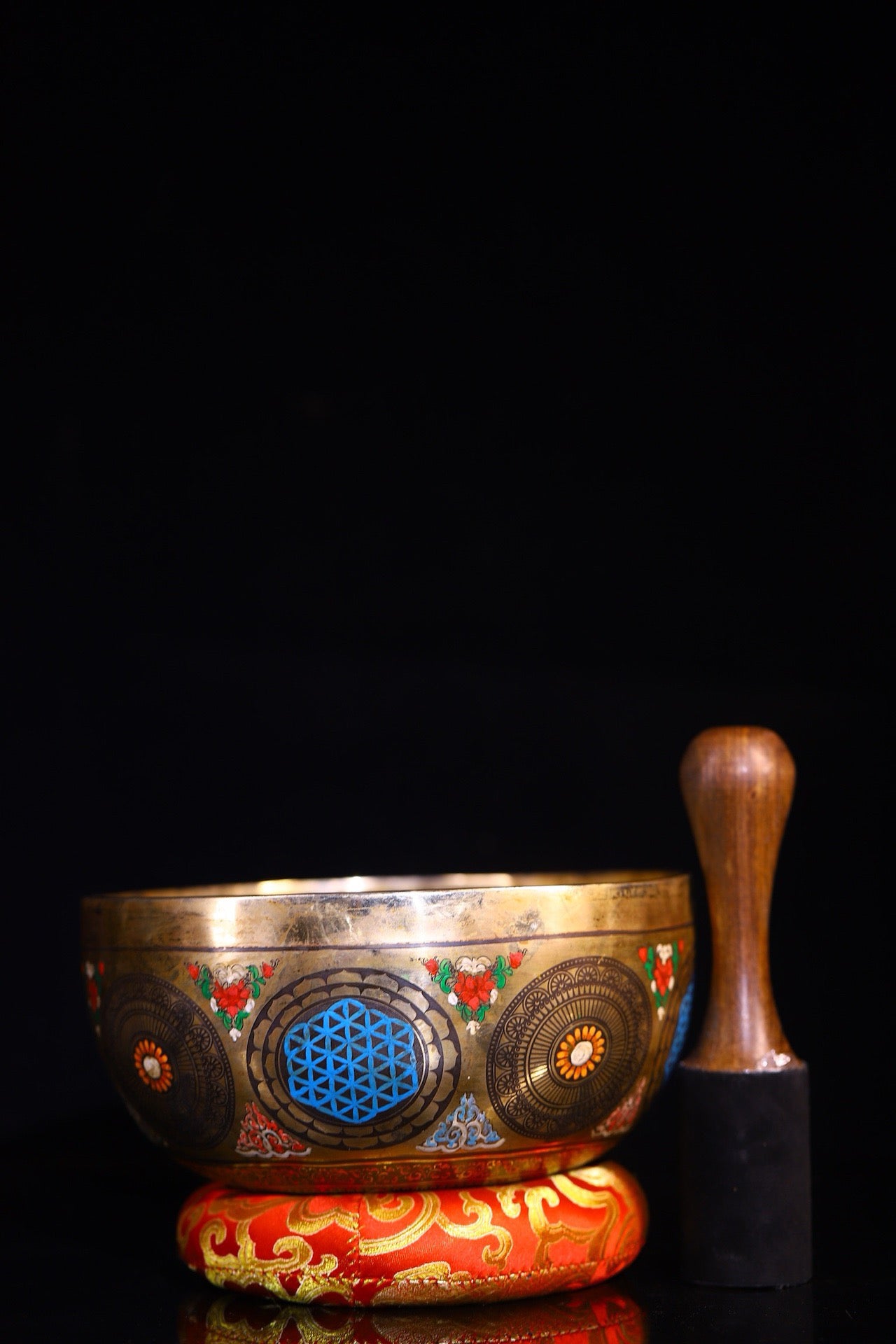 Copper body pure handmade percussion, chiseling, painted Buddha sound bowl