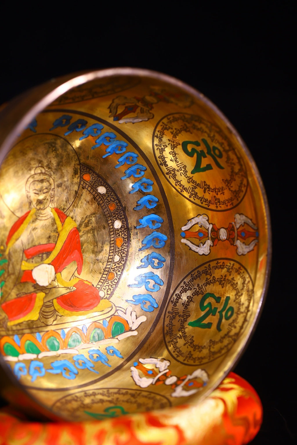 Copper body pure handmade percussion, chiseling, painted Buddha sound bowl