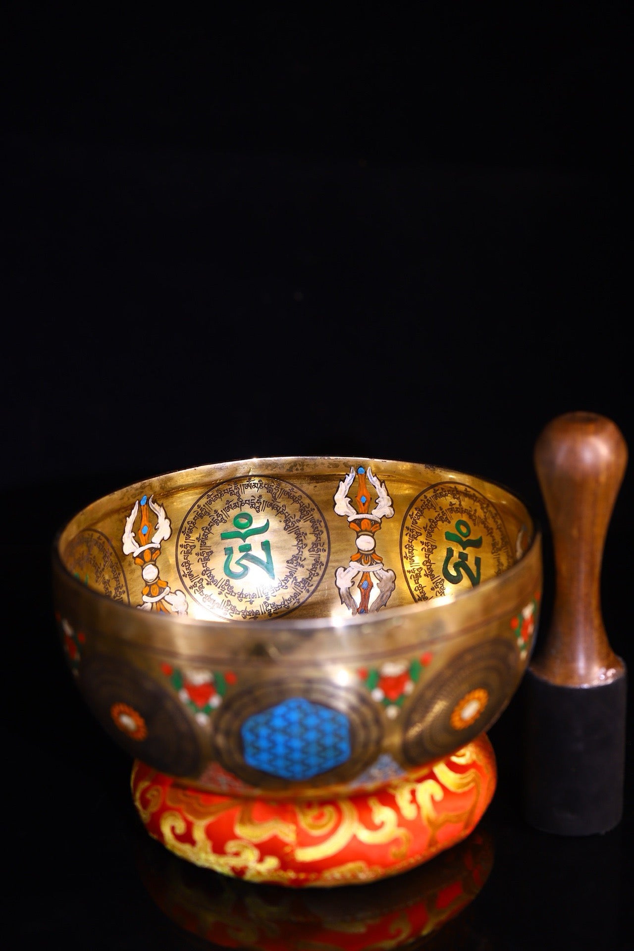 Copper body pure handmade percussion, chiseling, painted Buddha sound bowl