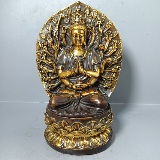 Chinese antique pure copper thousand handed Guanyin ornaments