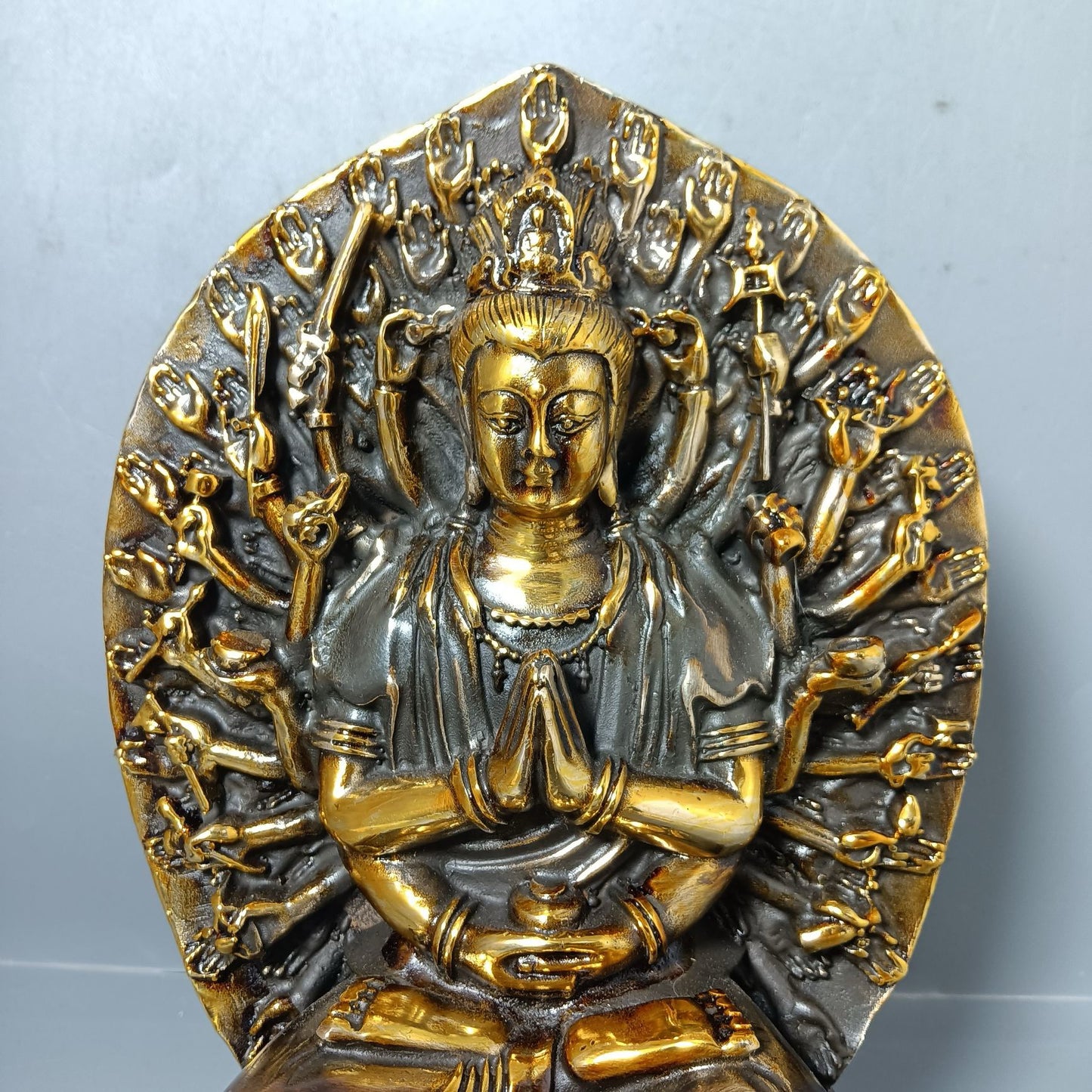 Chinese antique pure copper thousand handed Guanyin ornaments