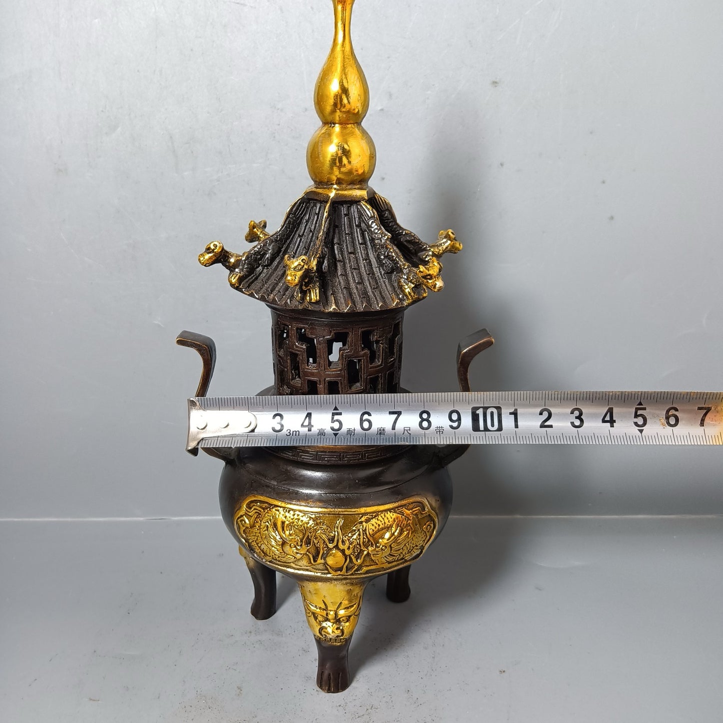 Chinese antique pure copper tower furnace ornaments