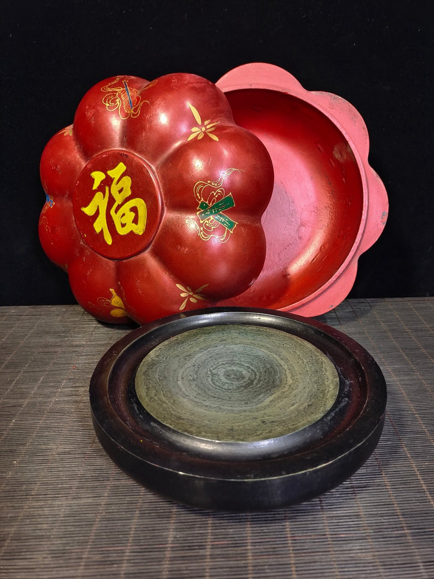 Lacquerware painted box packaged elegant inkstone