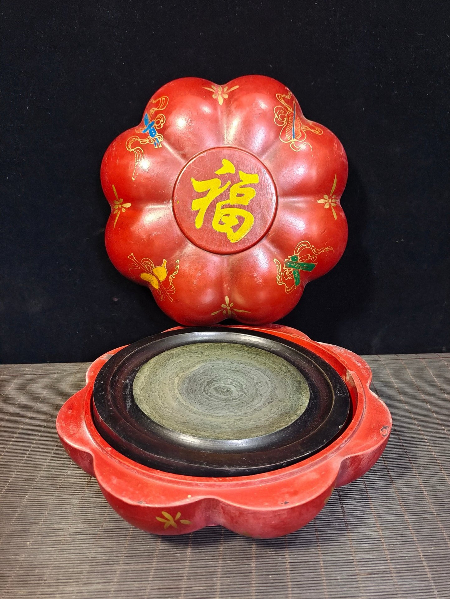 Lacquerware painted box packaged elegant inkstone