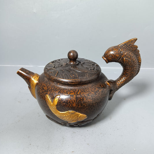 Chinese antique pure copper fish pot