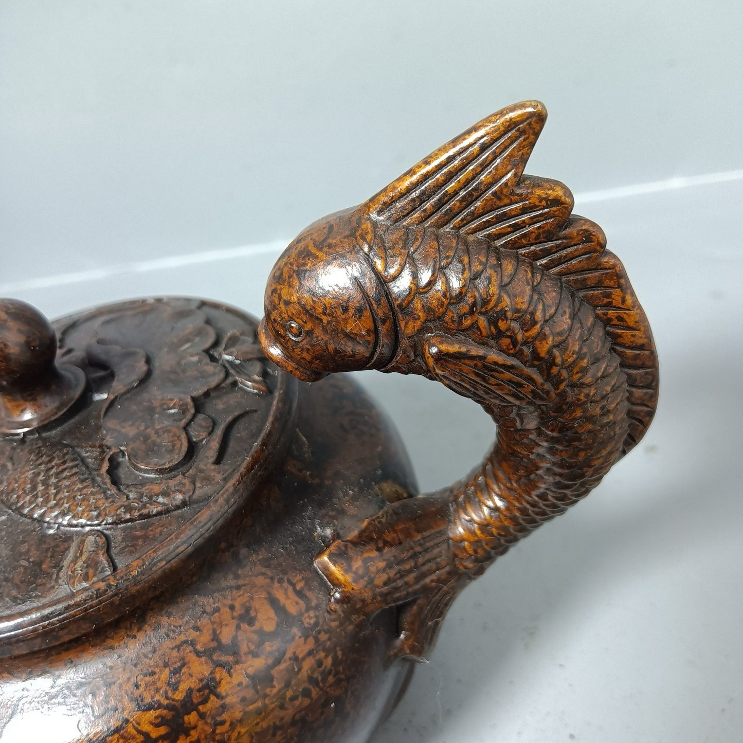 Chinese antique pure copper fish pot