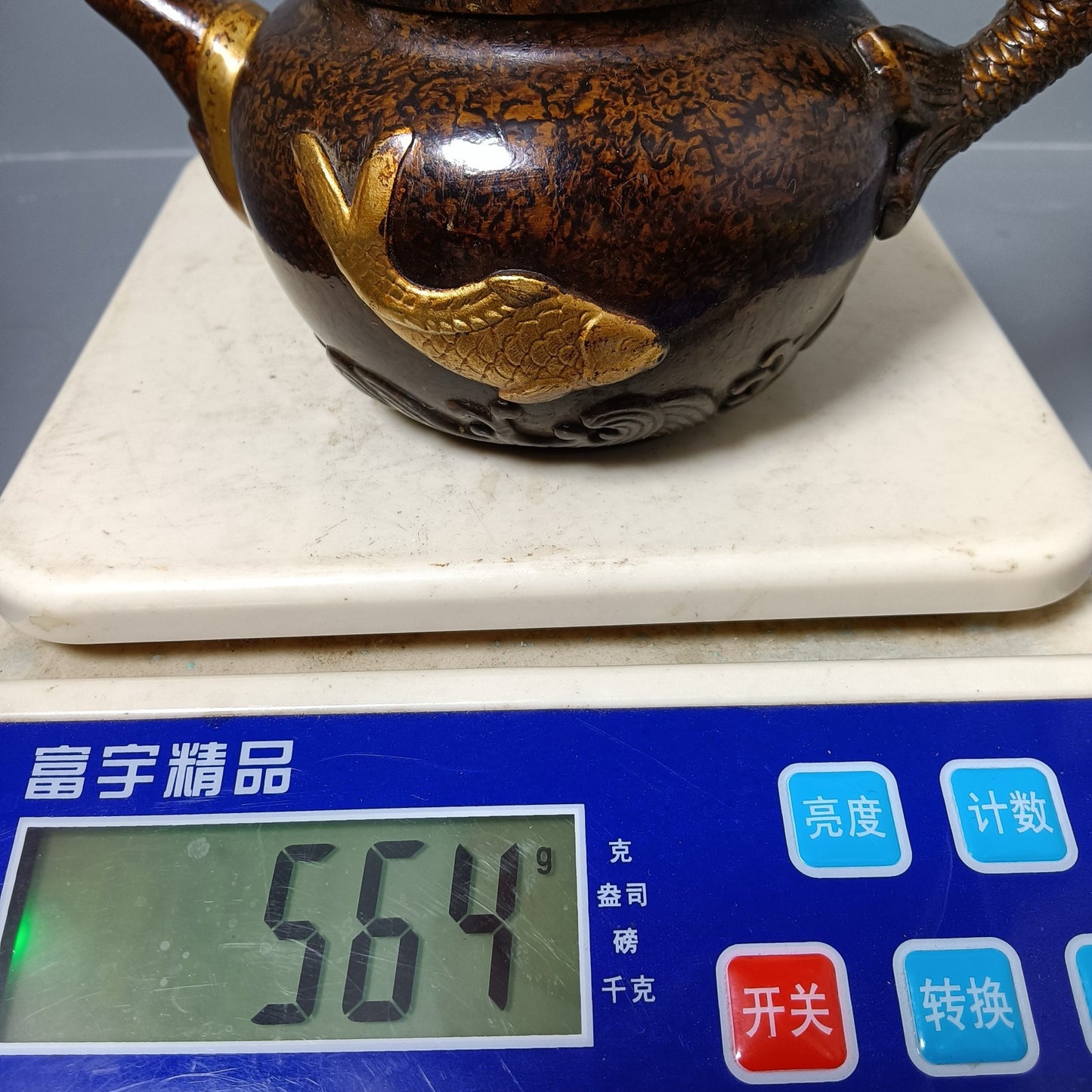 Chinese antique pure copper fish pot