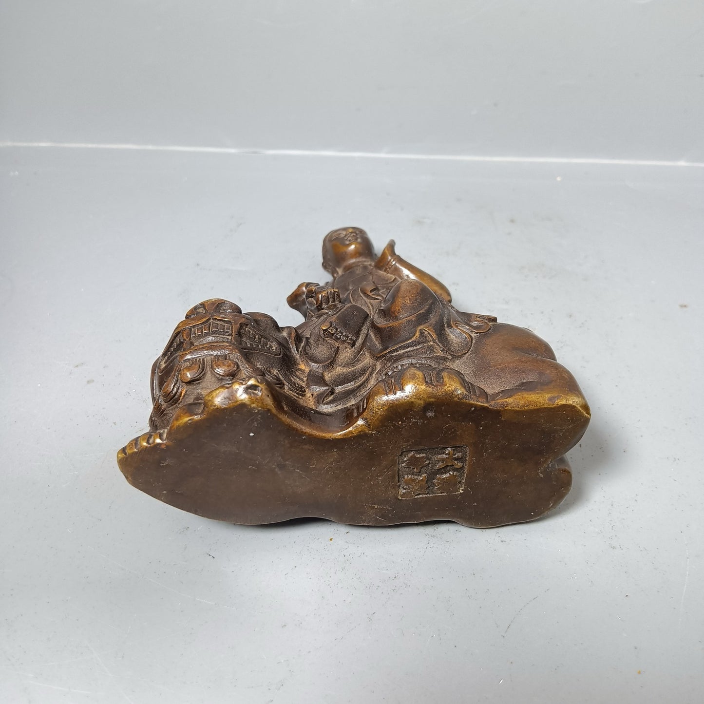 A pair of Chinese antique pure copper Manjushri universal sages