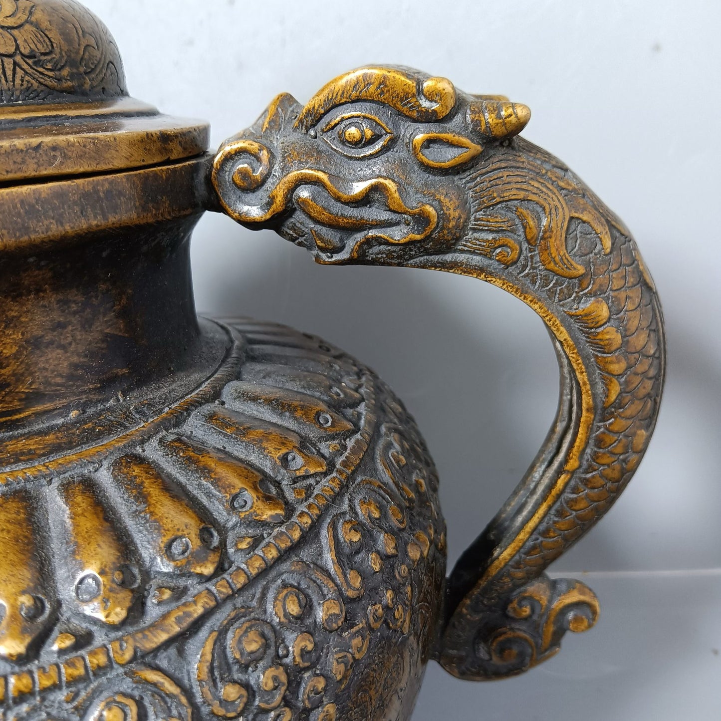 Chinese antique pure copper teapot
