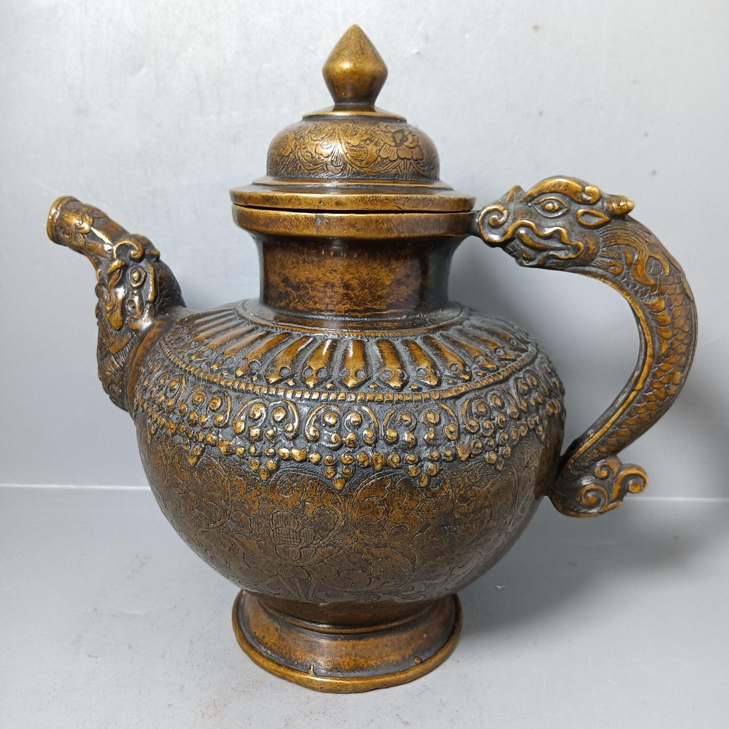 Chinese antique pure copper teapot