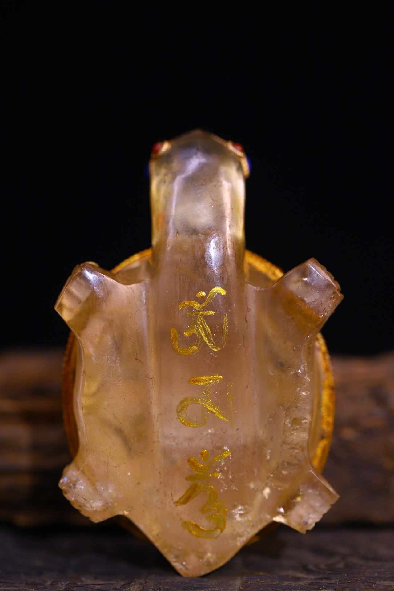 Natural crystal, pure handmade filigree inlay with gemstones, attracting wealth turtles