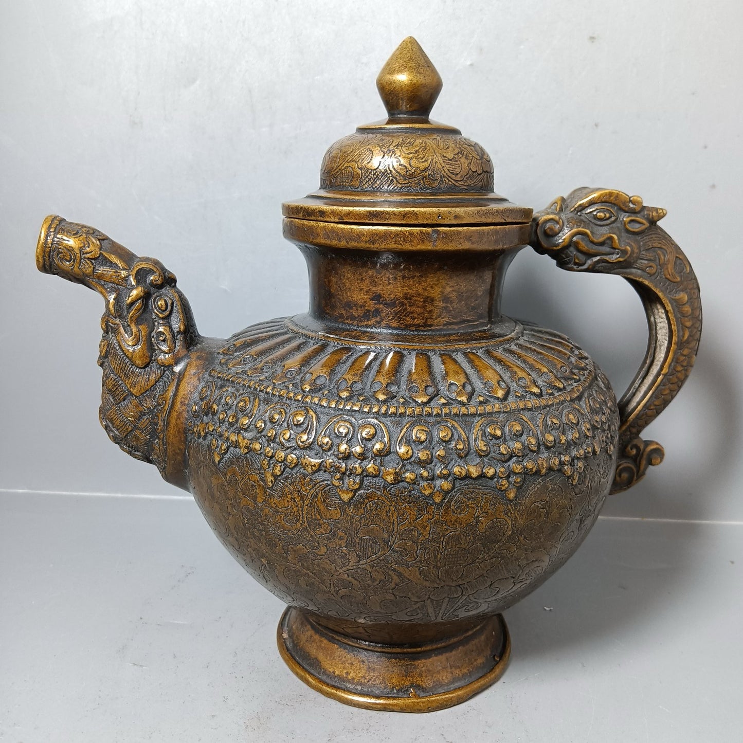 Chinese antique pure copper teapot