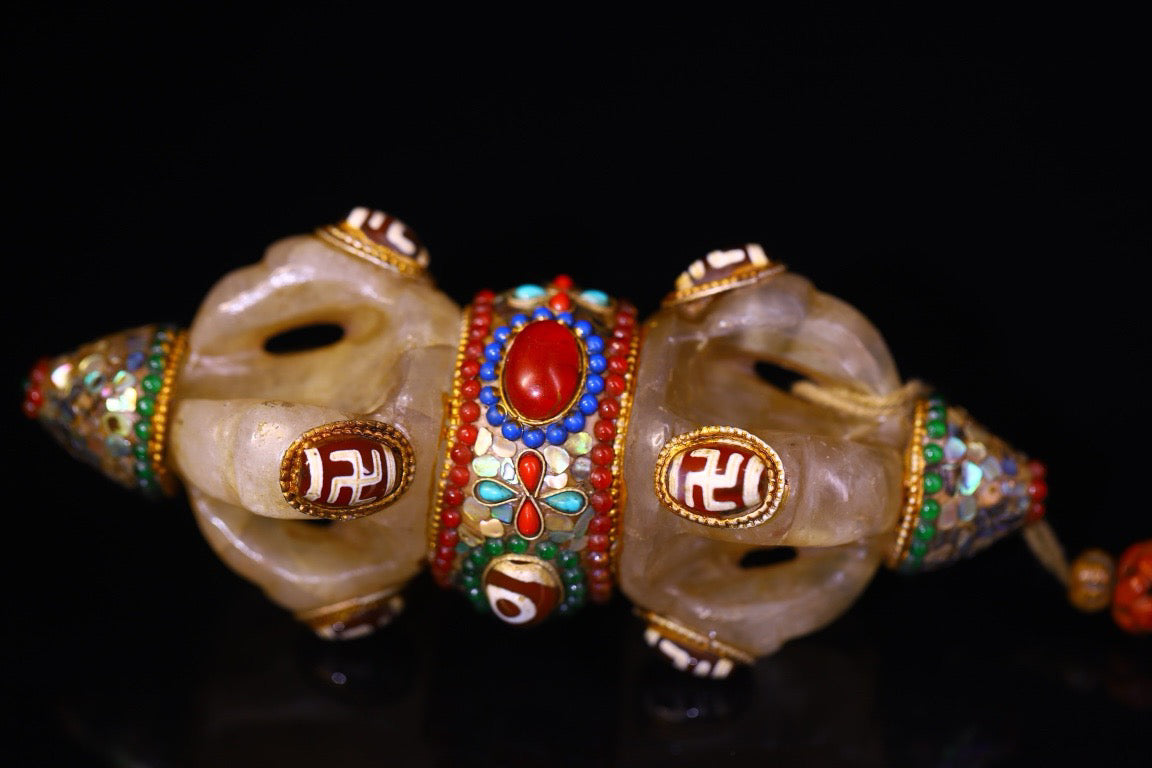 Natural crystal, handmade filigree inlaid gemstones, magical tools