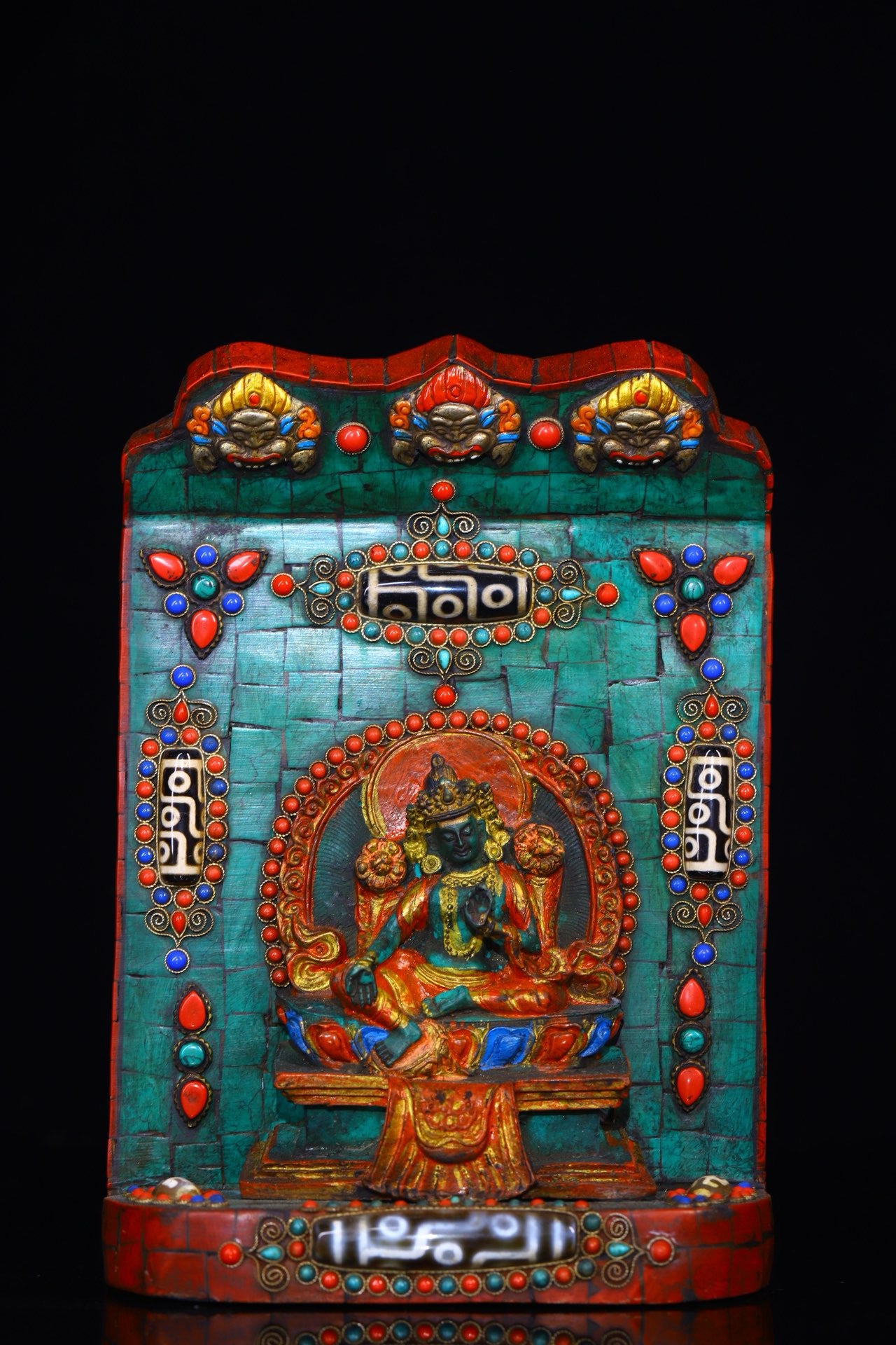 Handmade filigree inlaid gemstones, heavenly pearl Buddha niches