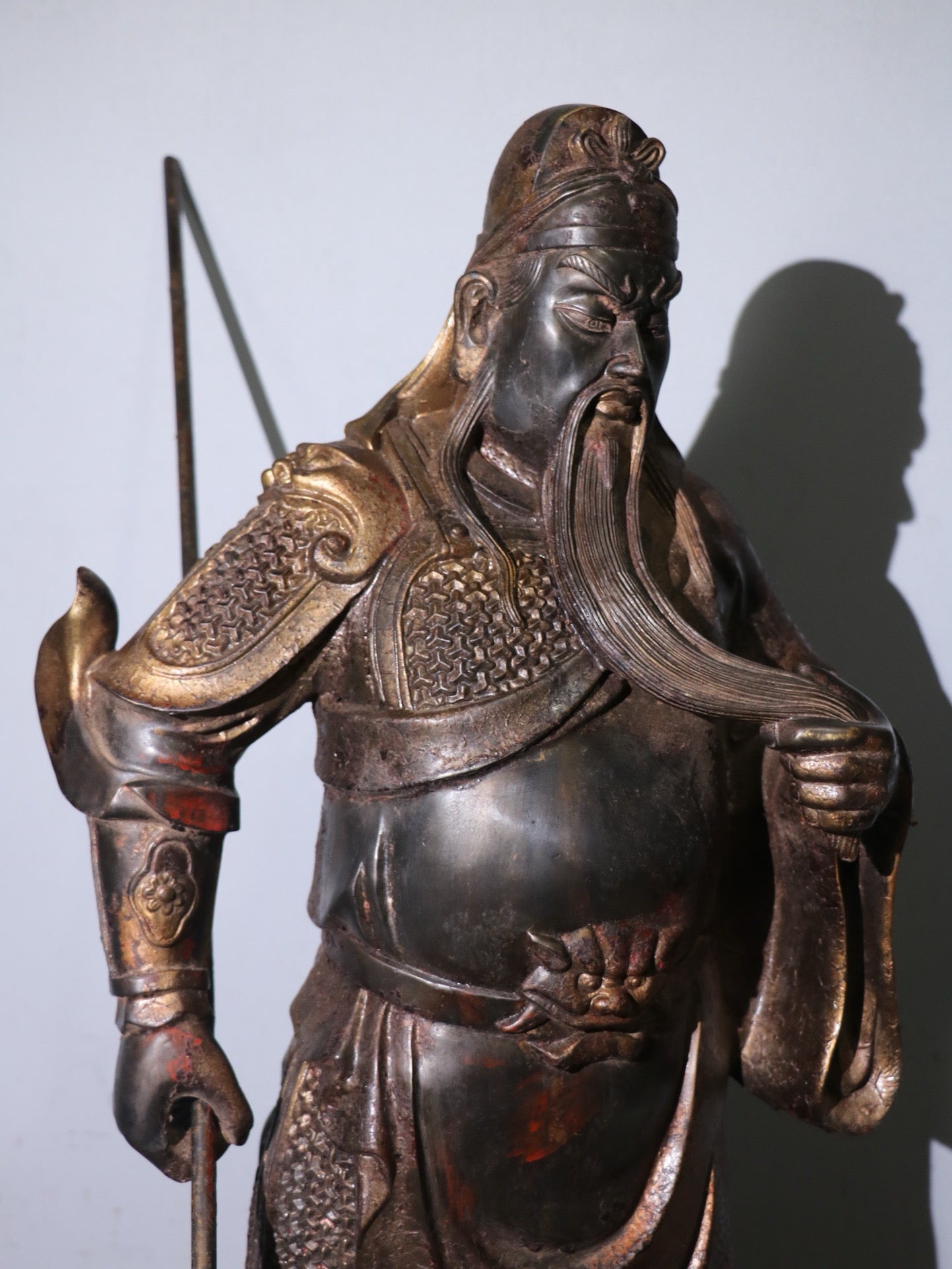 Chinese Antique Pure Copper Guan Er Ye Station with One Full Face