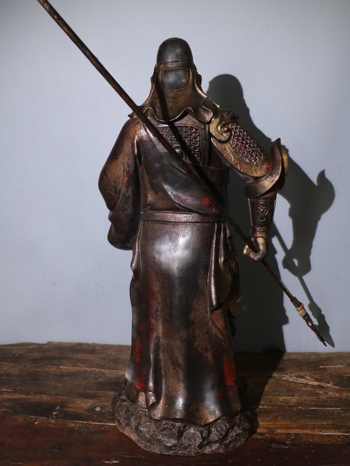 Chinese Antique Pure Copper Guan Er Ye Station with One Full Face