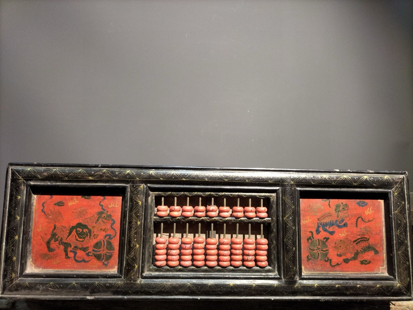 Chinese antique wooden body lacquerware abacus table