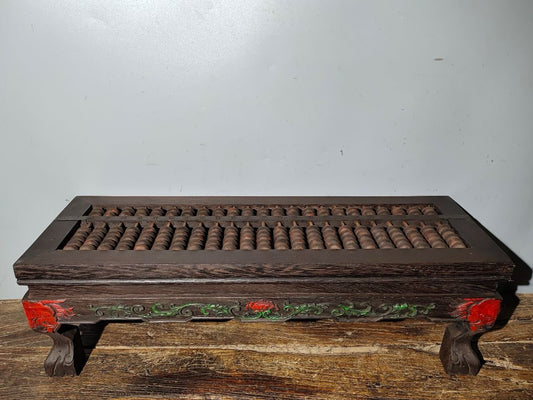 Chinese antique wooden body lacquerware abacus table