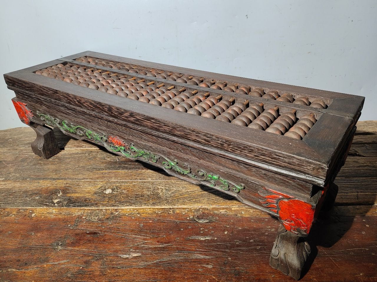 Chinese antique wooden body lacquerware abacus table