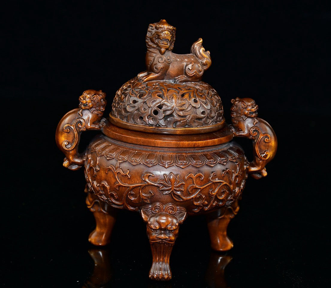 Huangyang wood animal ear incense burner ornament