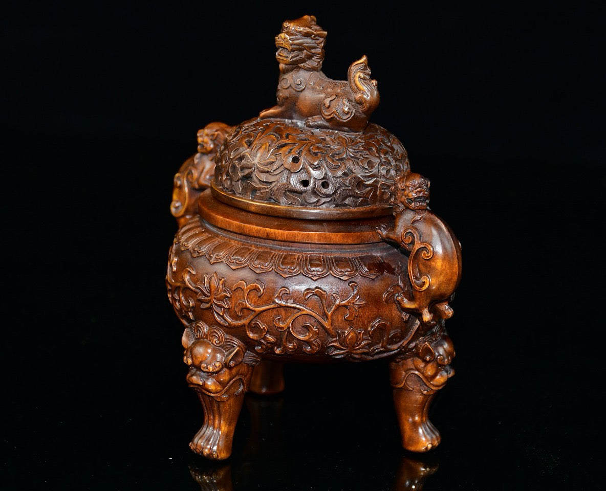 Huangyang wood animal ear incense burner ornament
