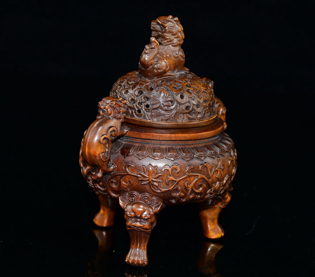 Huangyang wood animal ear incense burner ornament