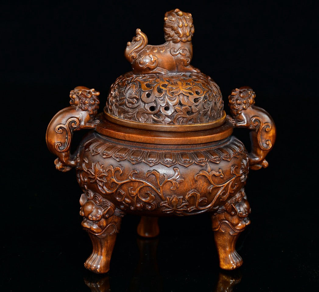 Huangyang wood animal ear incense burner ornament