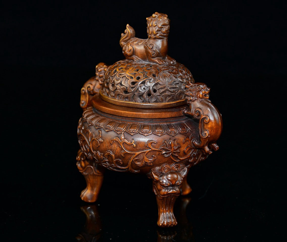 Huangyang wood animal ear incense burner ornament
