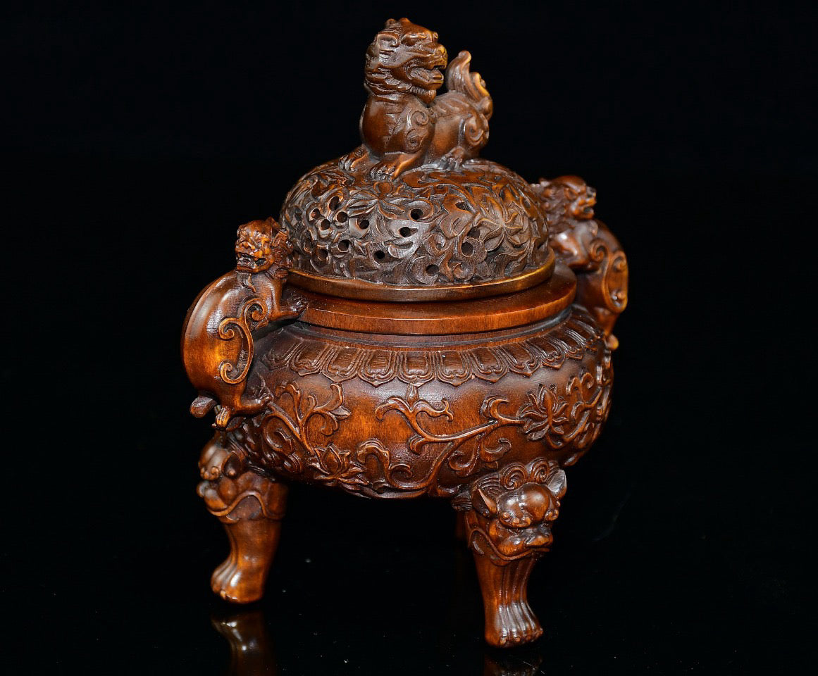 Huangyang wood animal ear incense burner ornament