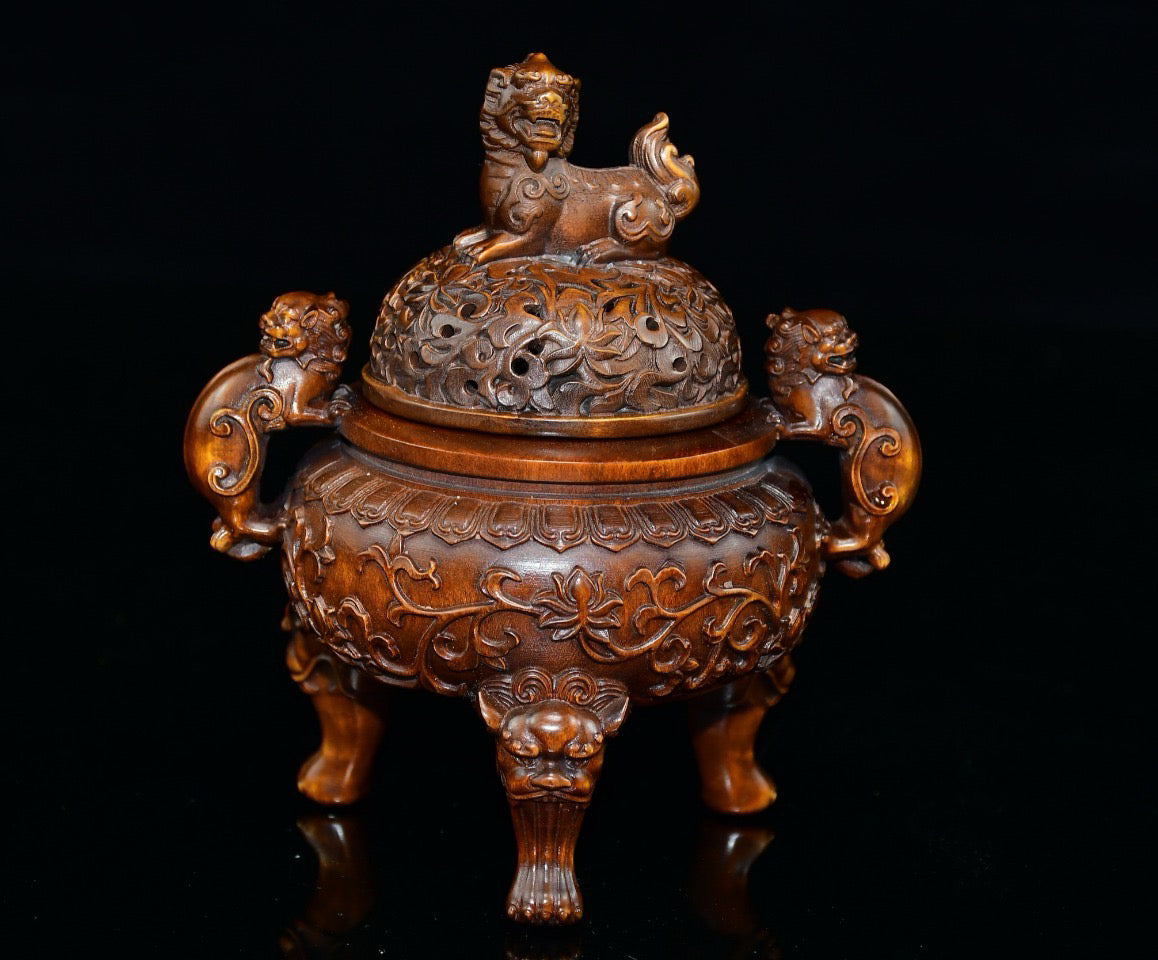 Huangyang wood animal ear incense burner ornament