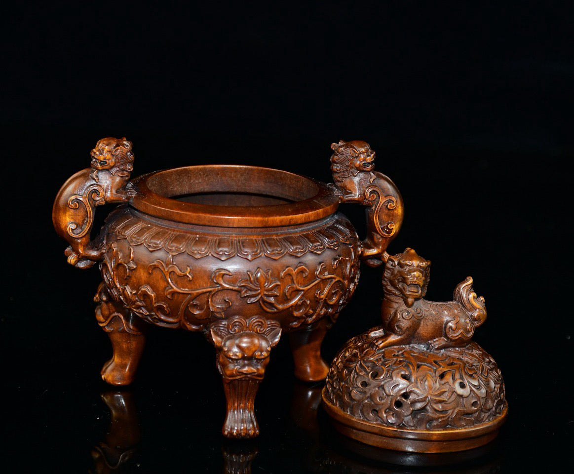Huangyang wood animal ear incense burner ornament