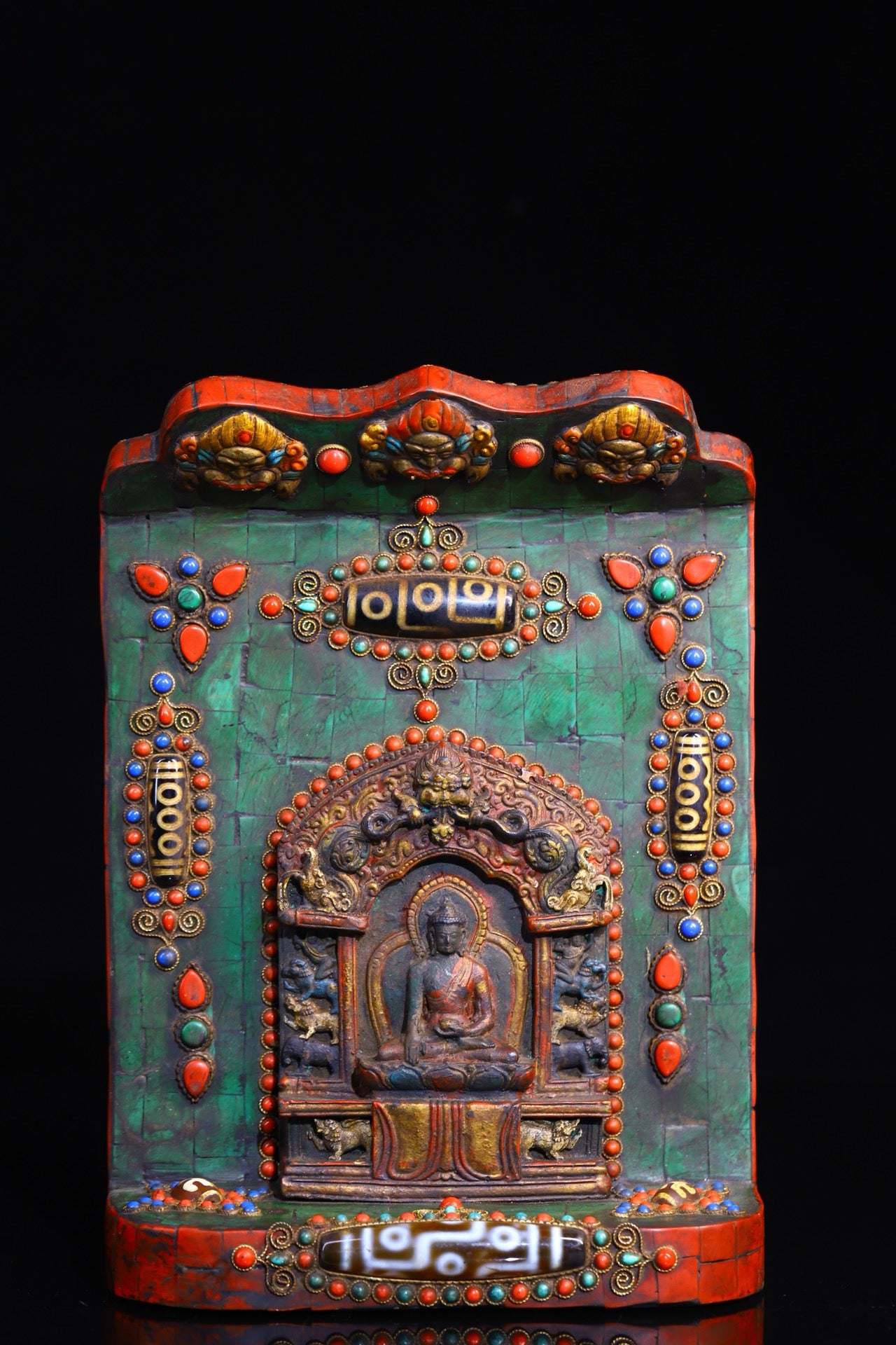 Handmade filigree inlaid gemstones, Tianzhu Buddha plaques