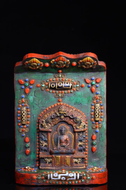 Handmade filigree inlaid gemstones, Tianzhu Buddha plaques