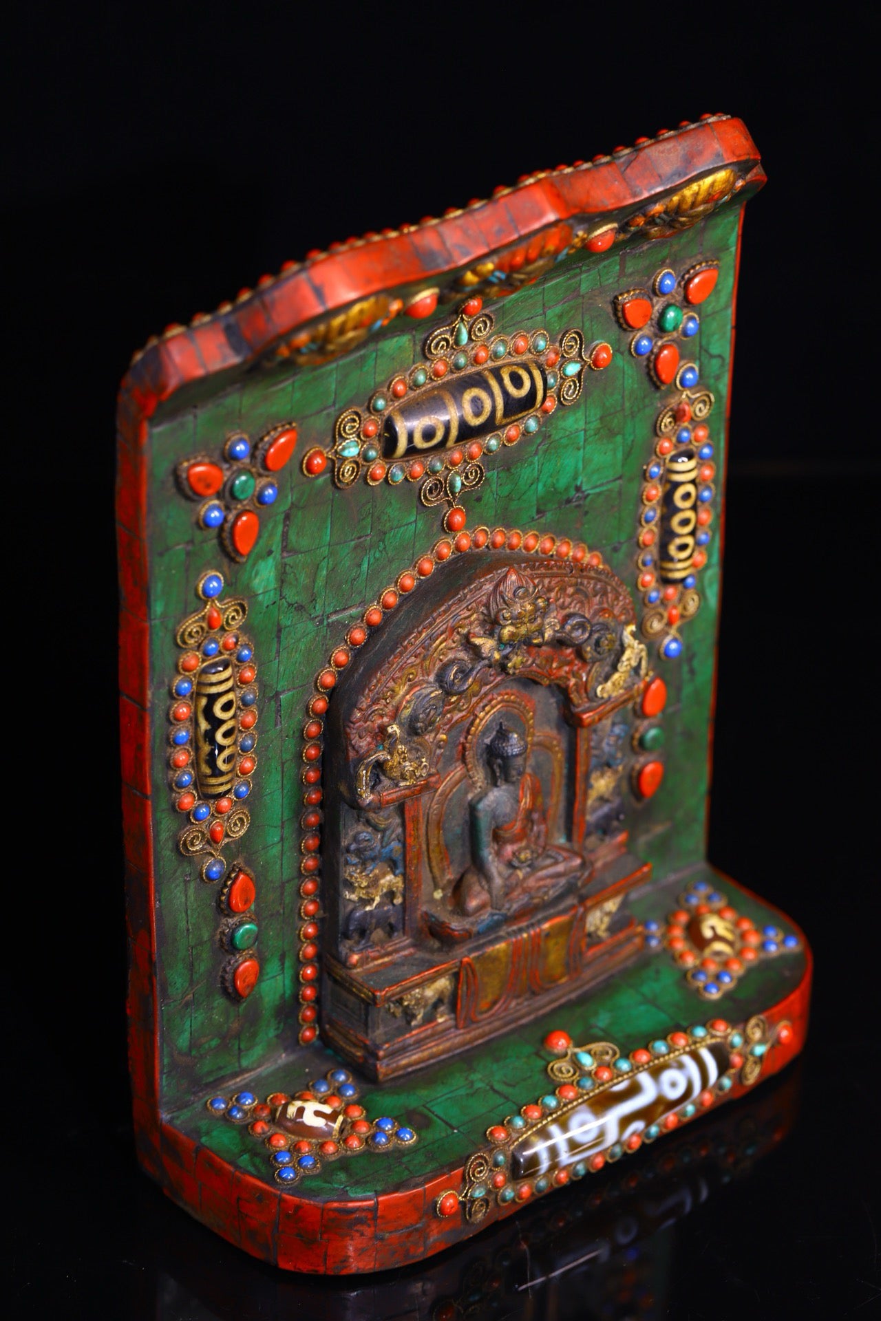 Handmade filigree inlaid gemstones, Tianzhu Buddha plaques