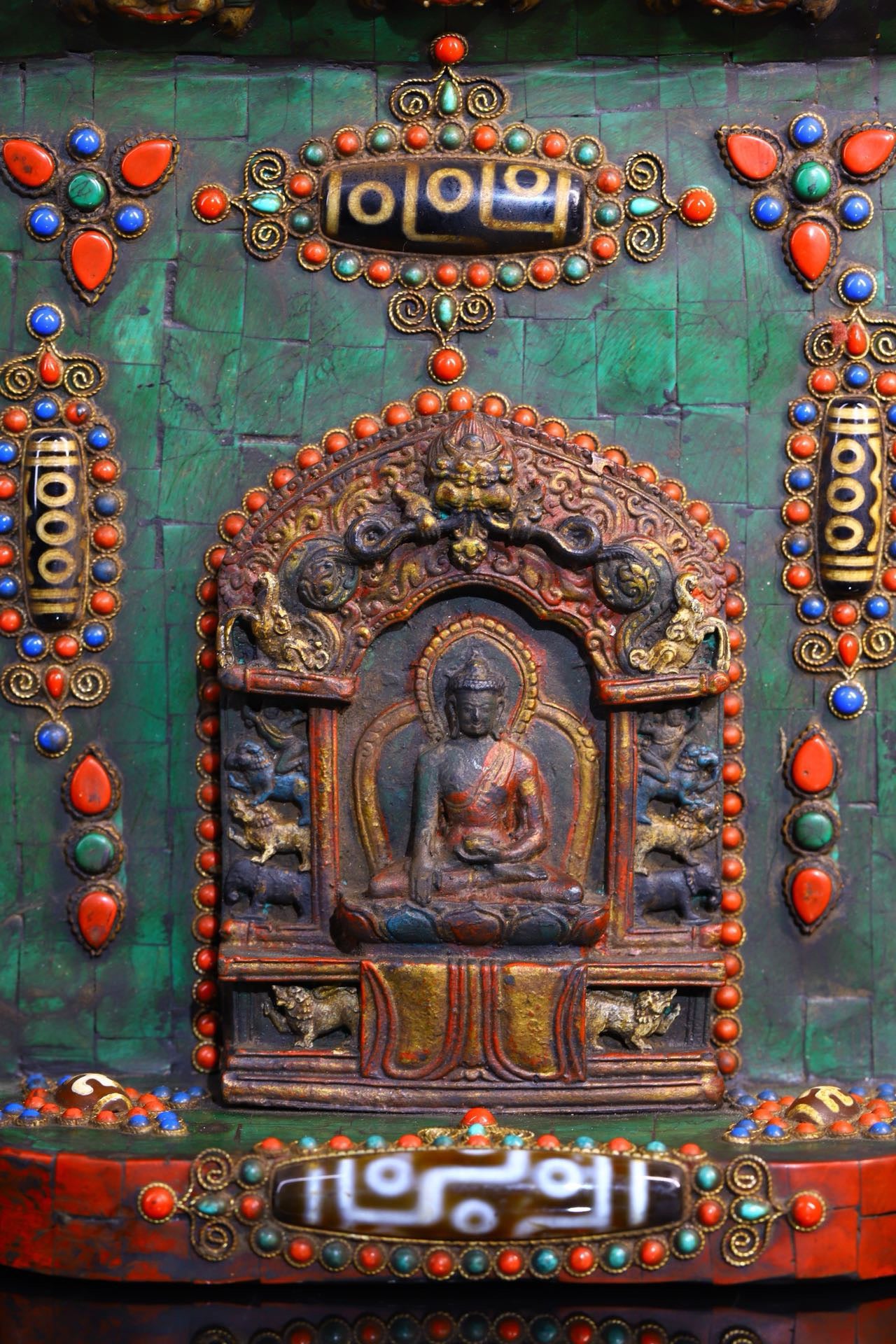 Handmade filigree inlaid gemstones, Tianzhu Buddha plaques