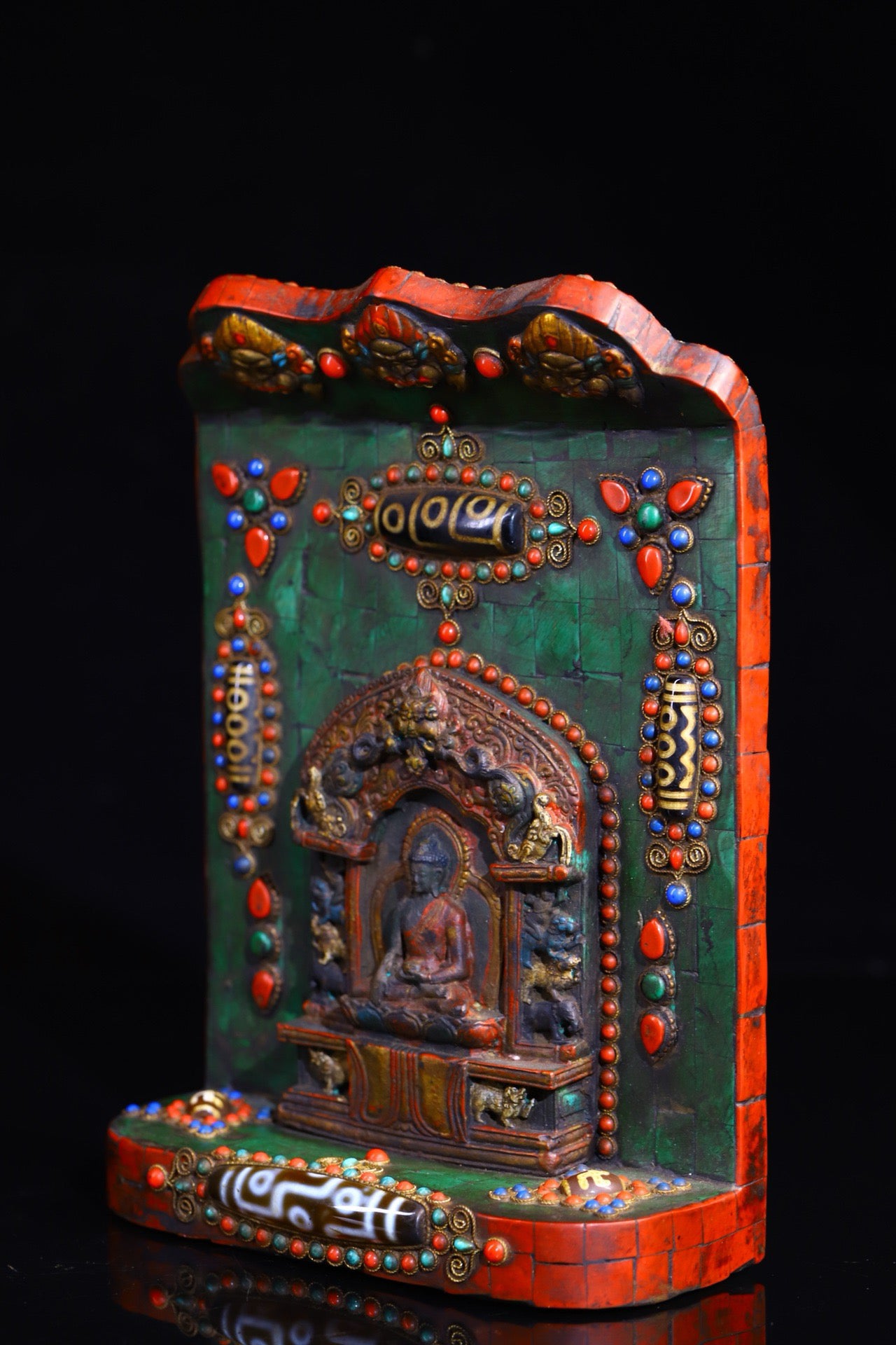 Handmade filigree inlaid gemstones, Tianzhu Buddha plaques