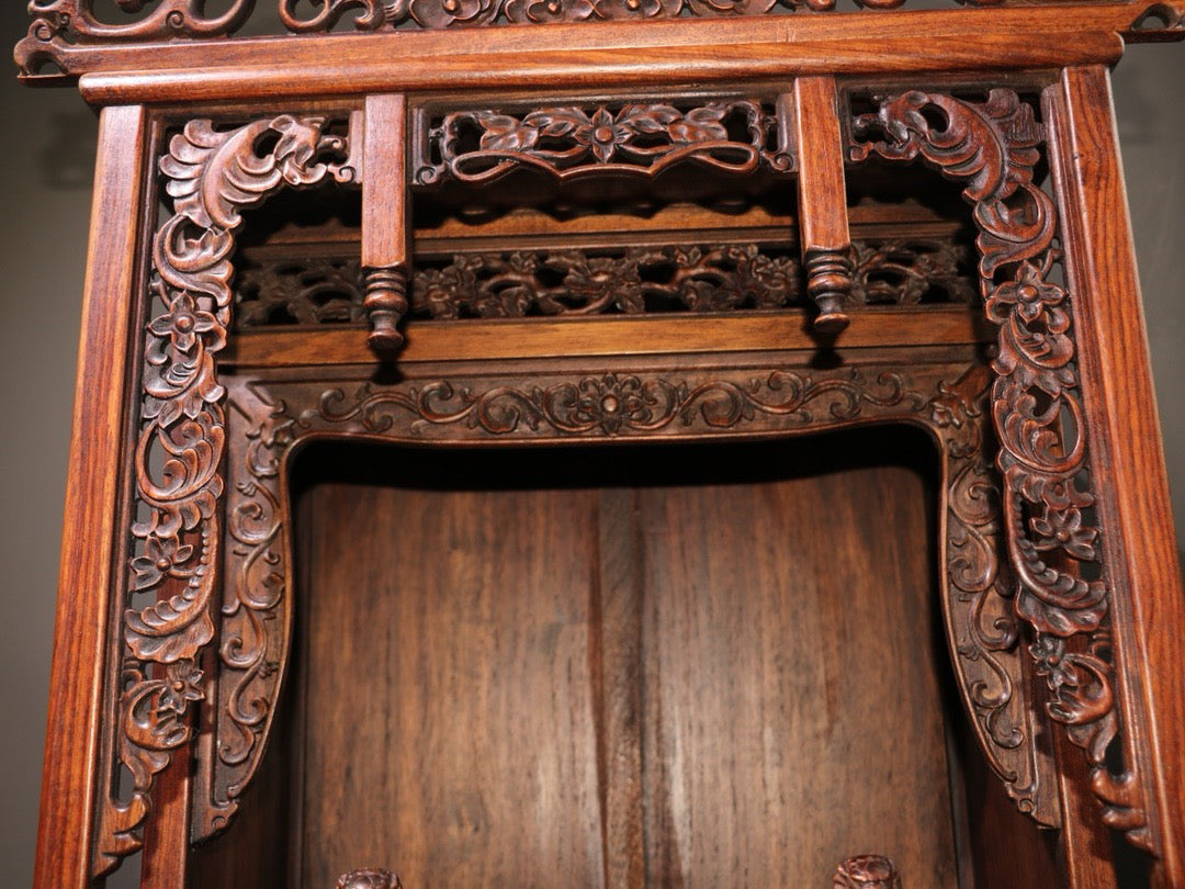 A Chinese antique rosewood Buddha niche