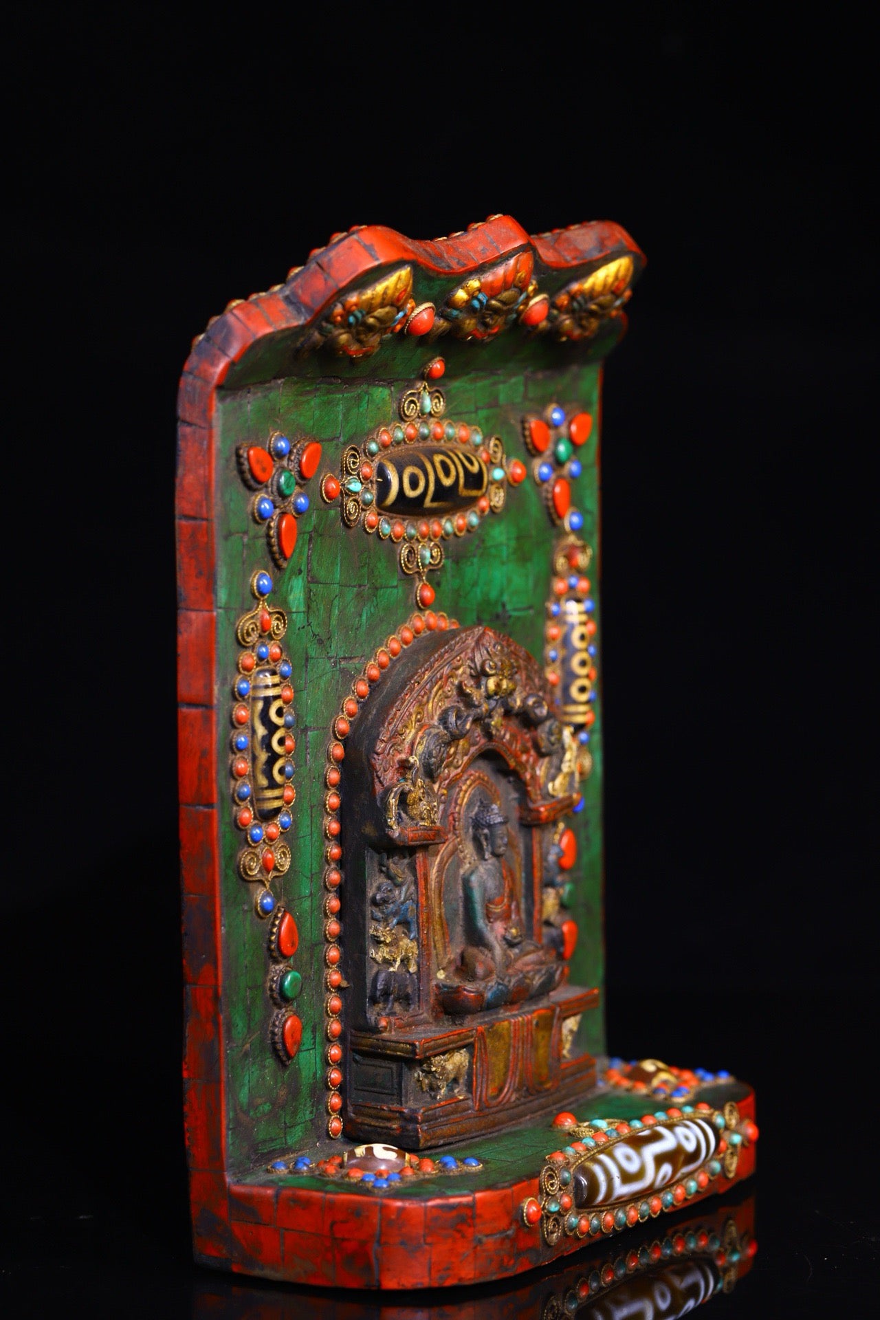 Handmade filigree inlaid gemstones, Tianzhu Buddha plaques