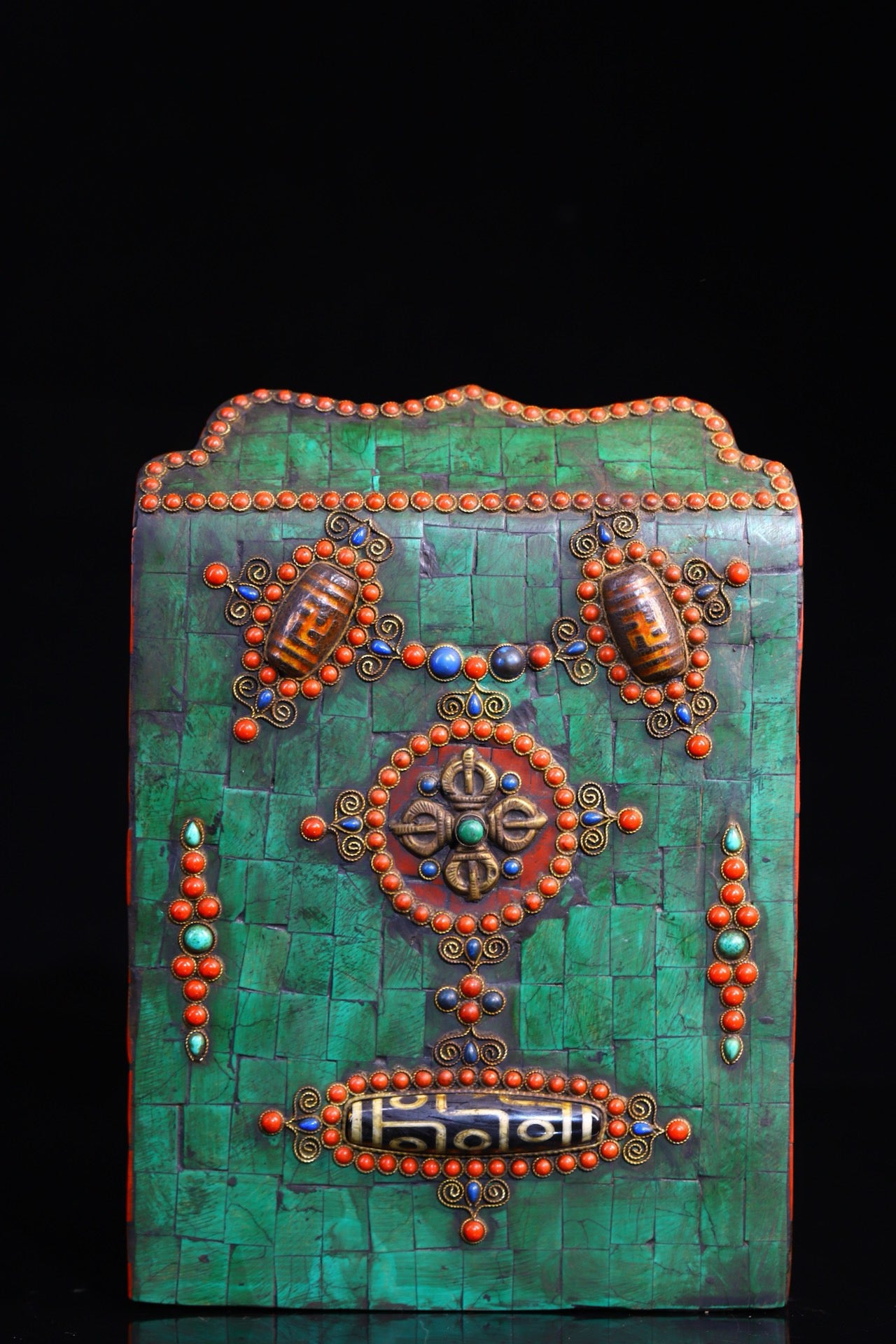 Handmade filigree inlaid gemstones, Tianzhu Buddha plaques
