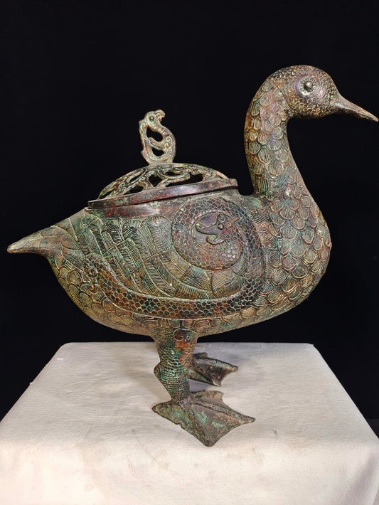Bronze ware duck shaped smoking furnace