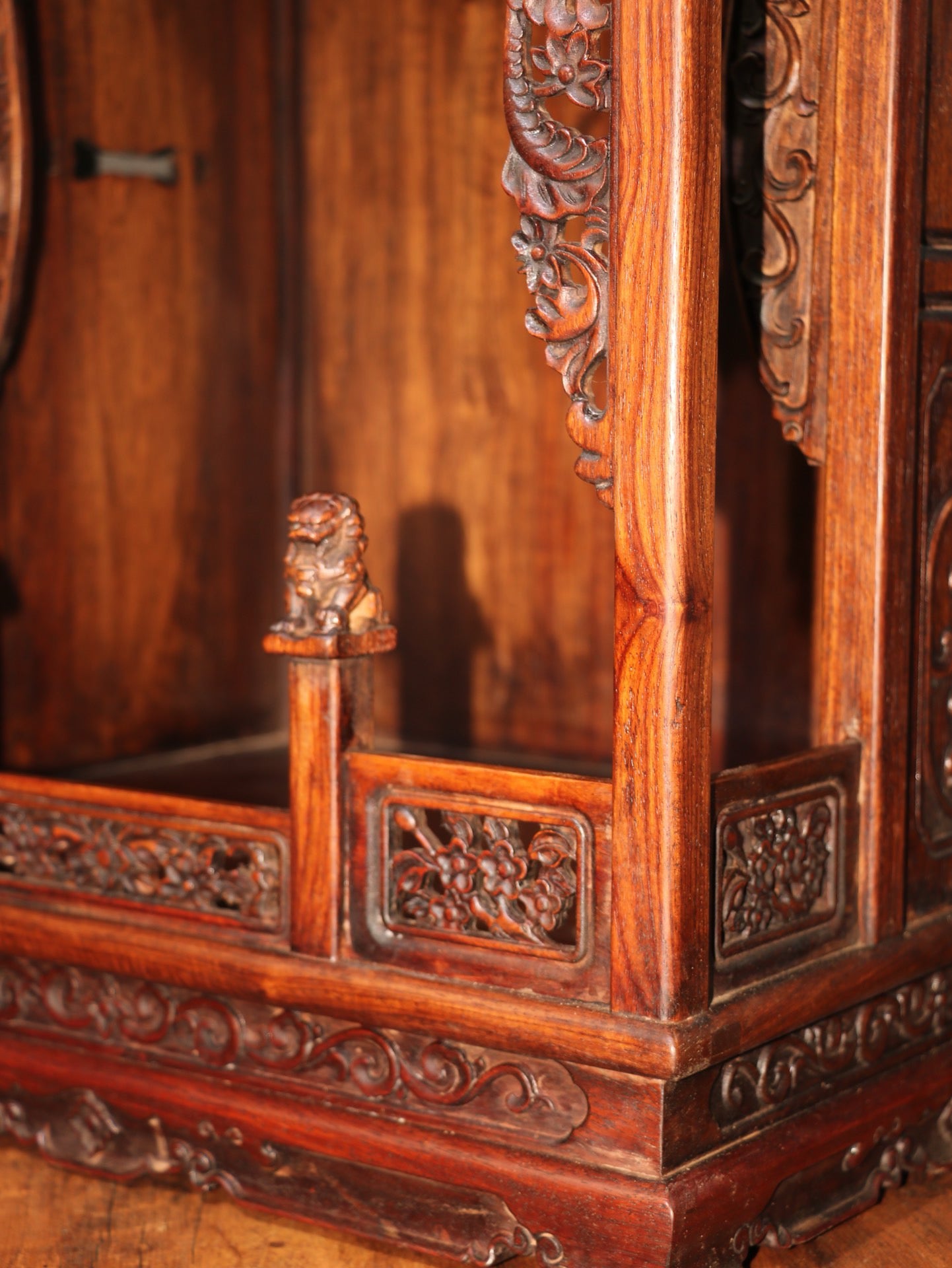 A Chinese antique rosewood Buddha niche