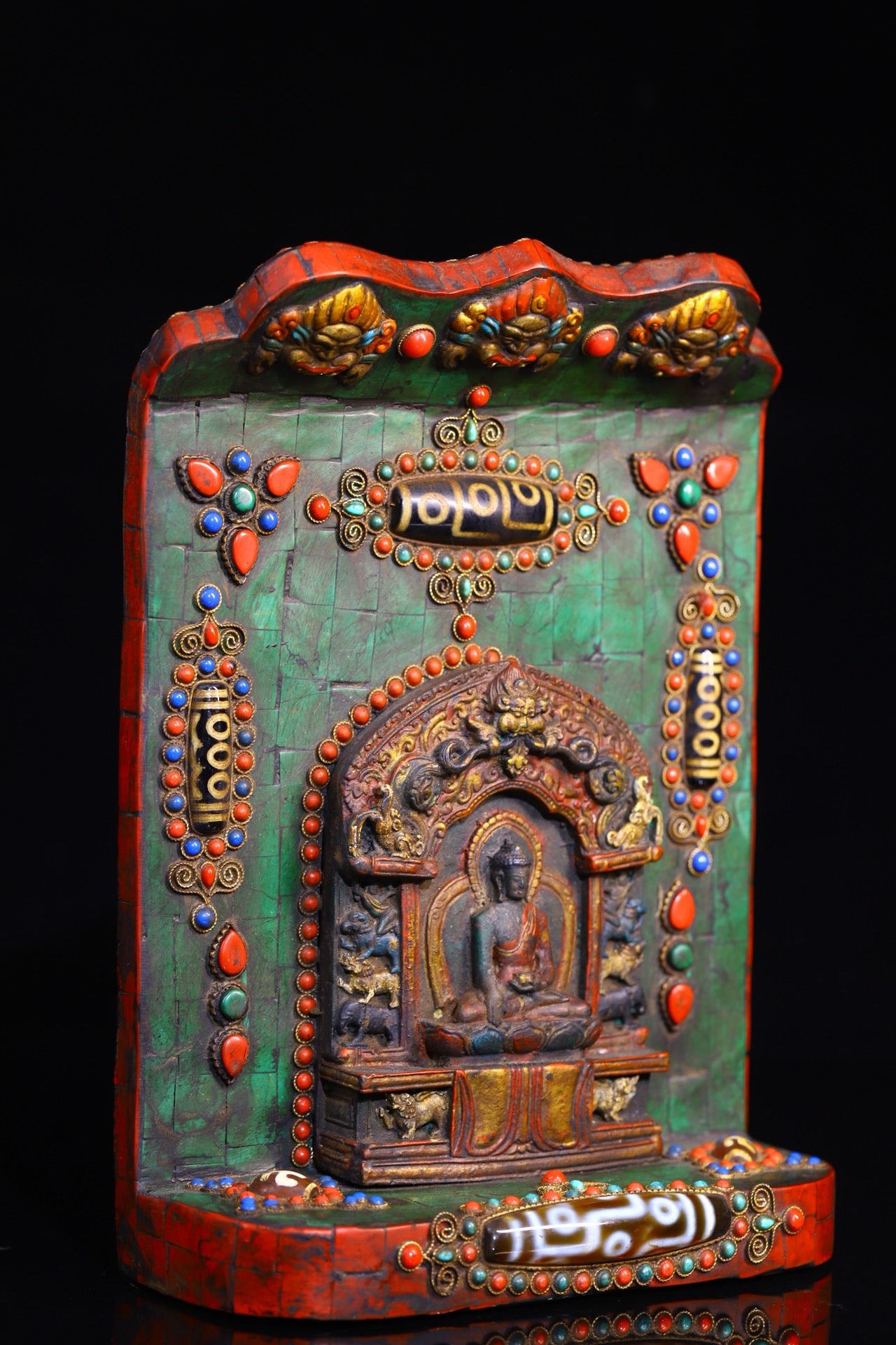 Handmade filigree inlaid gemstones, Tianzhu Buddha plaques