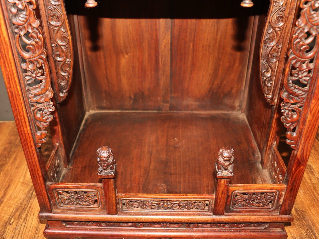 A Chinese antique rosewood Buddha niche