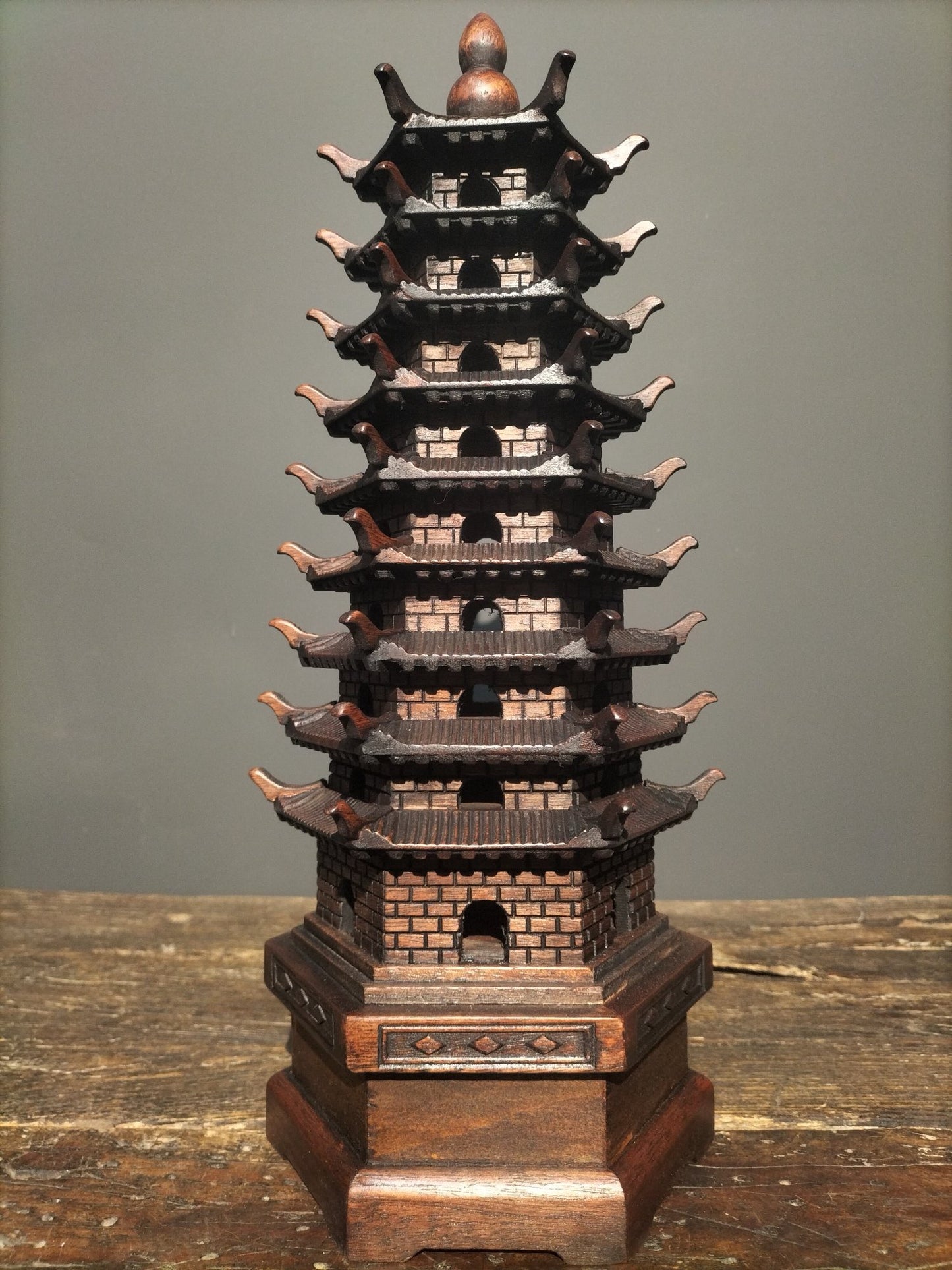 Chinese antique rosewood handmade exquisite carving [Wenchang Pagoda]