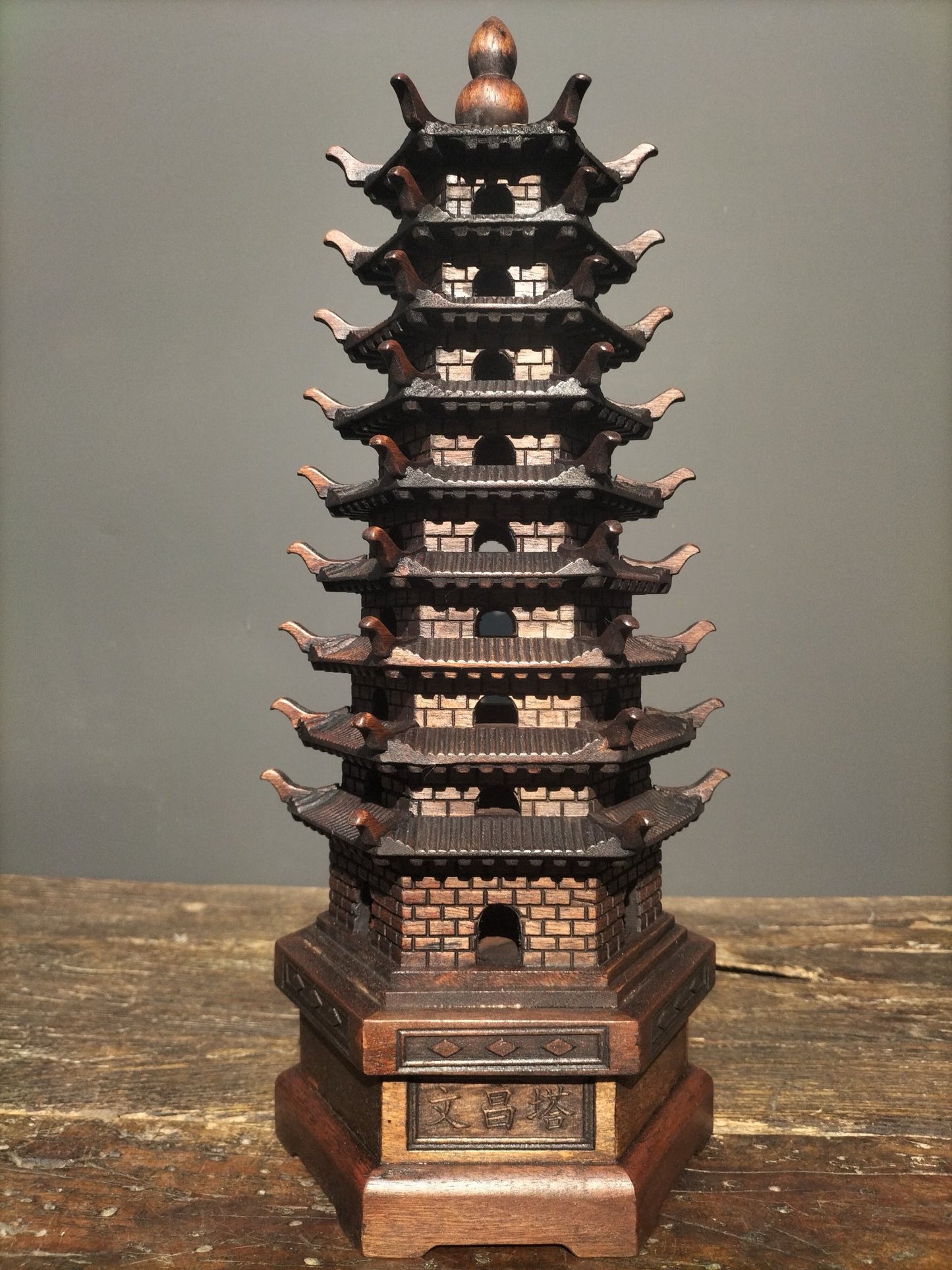 Chinese antique rosewood handmade exquisite carving [Wenchang Pagoda]
