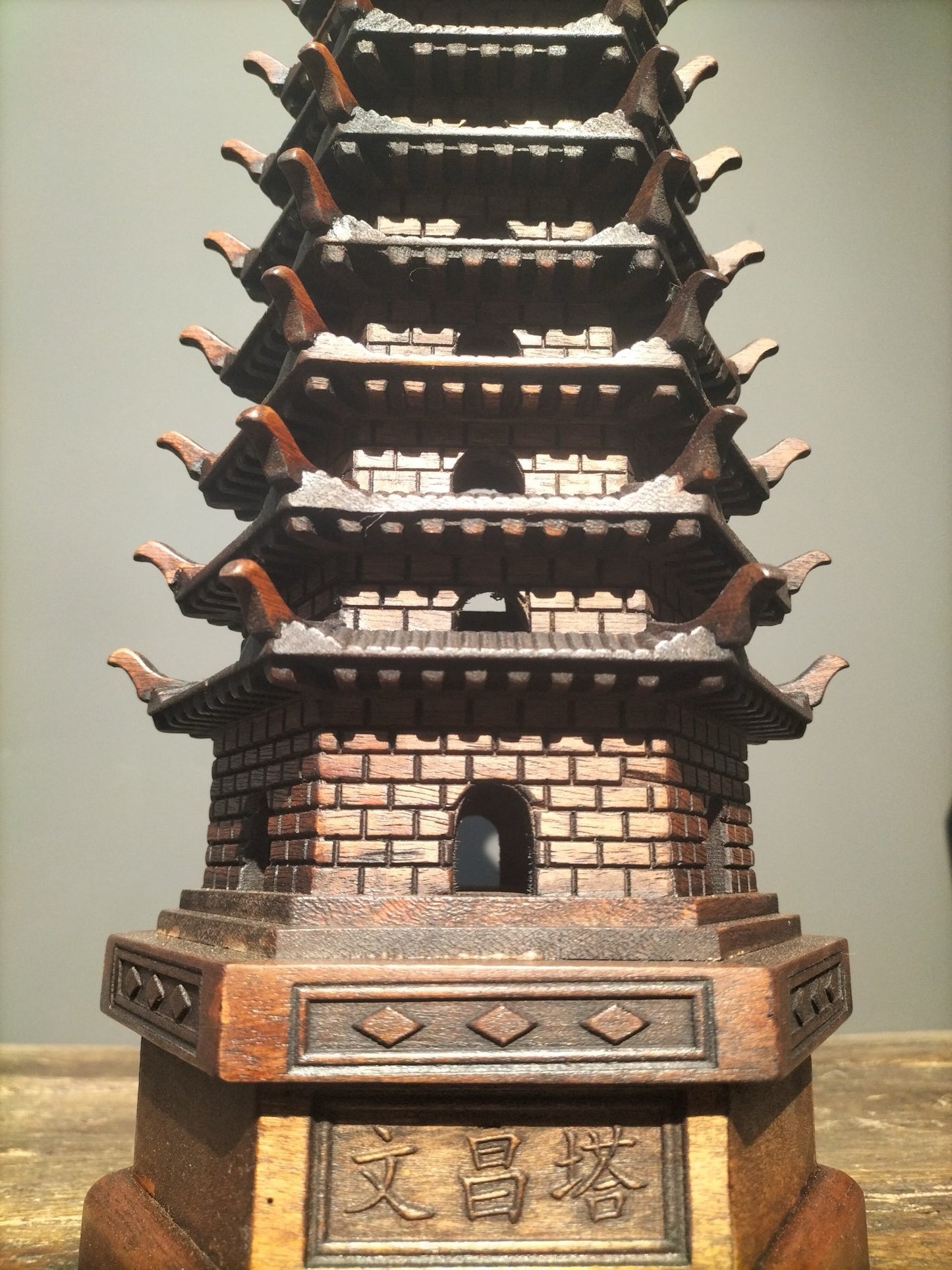 Chinese antique rosewood handmade exquisite carving [Wenchang Pagoda]