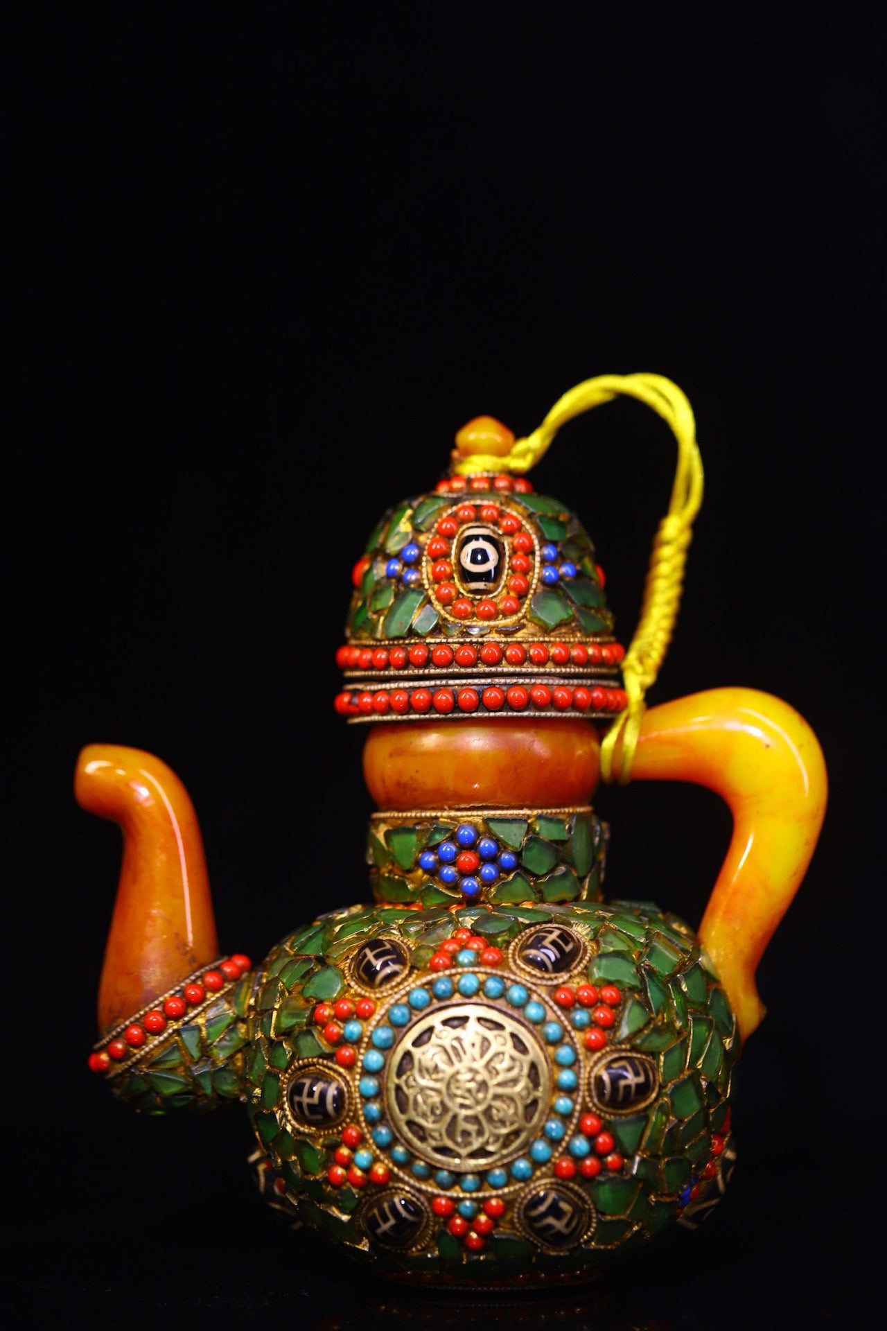 Handmade with flowing honey wax, inlaid with gemstones, the Heavenly Bead Butter Pot