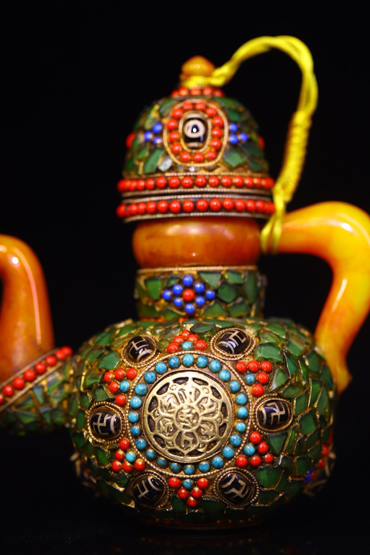 Handmade with flowing honey wax, inlaid with gemstones, the Heavenly Bead Butter Pot