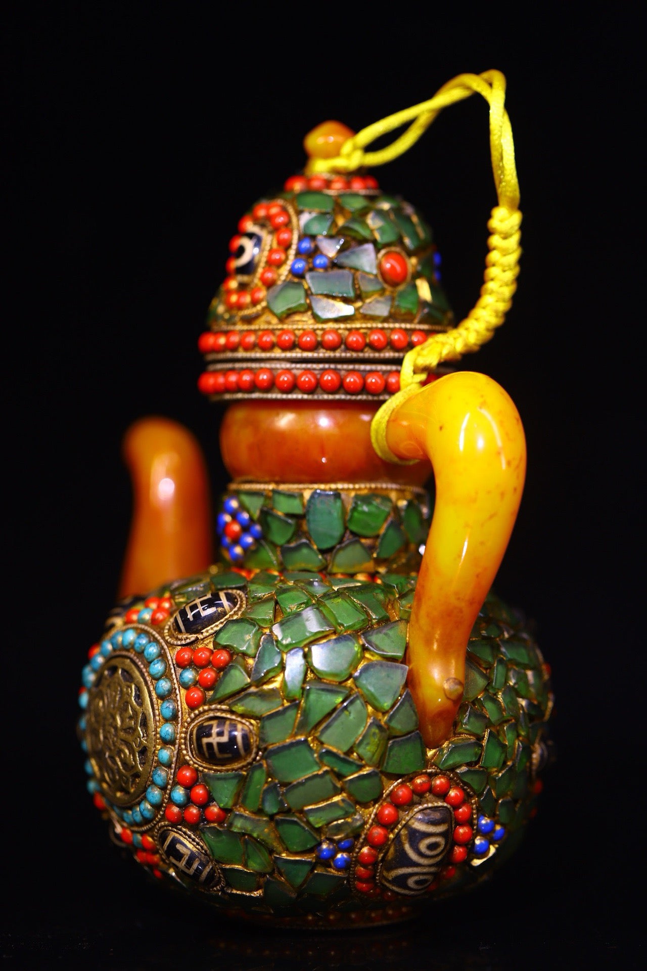 Handmade with flowing honey wax, inlaid with gemstones, the Heavenly Bead Butter Pot